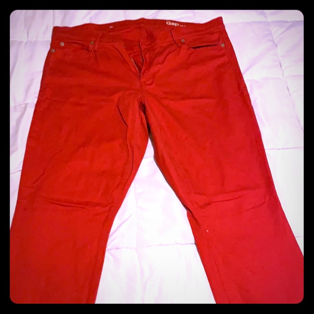Bright coral skinny jeans